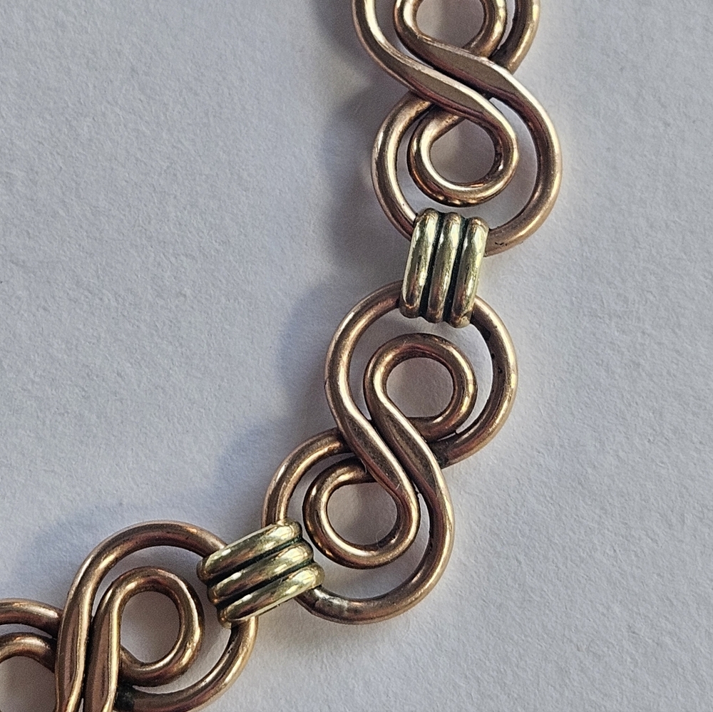 Victorian 14k Yellow & Rose Gold Filled Unique Link Heavy 32g 16.5" Necklace - Picture 5 of 7